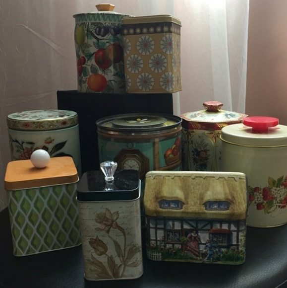 Mixed Lot of 9 Decorative Tin Cans - Picture 1 of 6